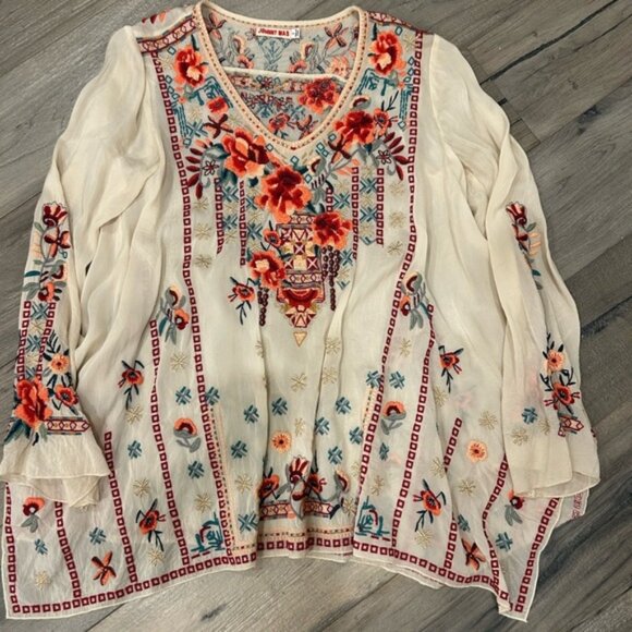 Embroidered Floral Johnny Was blouse /top - Picture 1 of 3